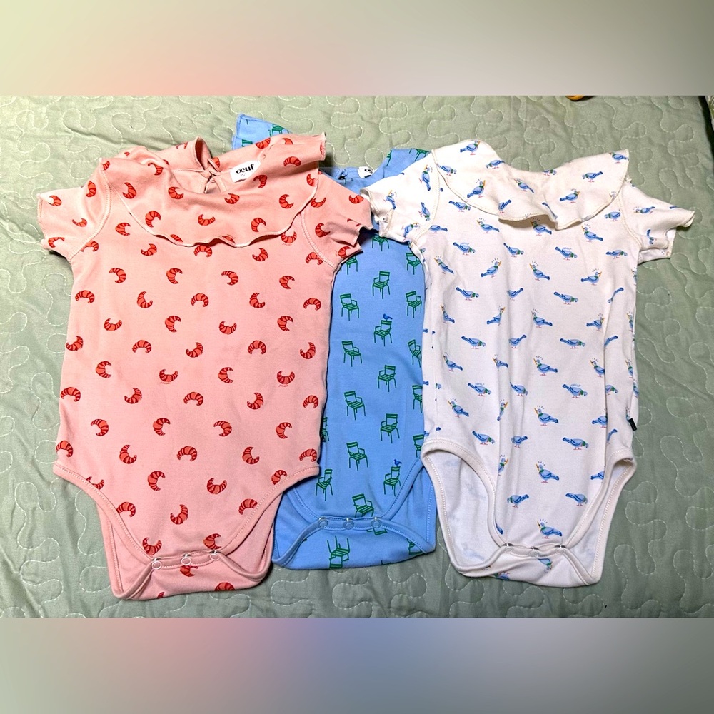 OEUF NYC - Organic Baby Onesies from “Franglaise” collection - EUC - 12-18 Month